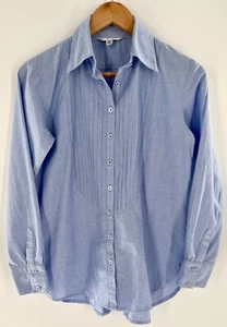 CAbi Women's XS Chambray Pintuck Button Up Top 100% Cotton Long Sleeve - Picture 1 of 17