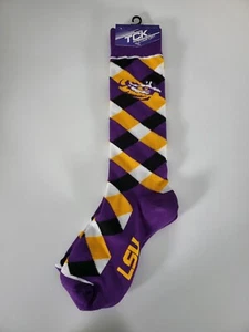 TCK LSU Tigers Argile Crew Socks Large Multi Color Women's 10-13 Mens 9-12 New - Picture 1 of 6