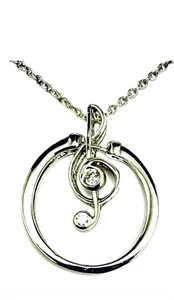 R0913 Two-In-One  Sterling Silver Ring,& Pendant Musical Note - Picture 1 of 3