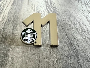 Starbucks Coffee Employee Anniversary 11 Silver tone Award Barista Apron Pin - Picture 1 of 3