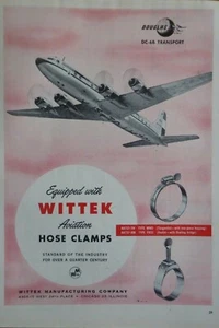 4/1952 PUB WITTEK CHICAGO AVIATION HOSE CLAMPS DC-6B KLM DUTCH AIRLINES AD - Imagen 1 de 1
