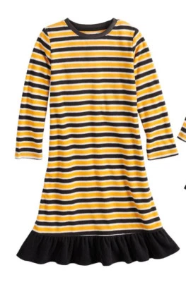 Camisón de microfleece a rayas naranja y negro Jammies For Your Families para niñas 5/6 Foto 1 de 3