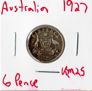 Moneda Australia 6 Peniques 1927 KM25, plata - Imagen 1 de 4