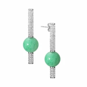 【KATHY JADE】 Green Jadeite Jade Silver Earrings《Melody》《Grade A》 - Picture 1 of 1