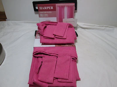 New Victoria Classics HARPER Tab Top Sheer Window Panel Pair Two-38"x84 Hot Pink - Image 1 of 4