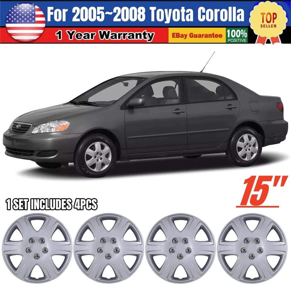 15" Hubcap Wheel Covers For 2005 2006 2007 2008 Toyota Corolla 15inch Hub Caps Foto 1 de 4