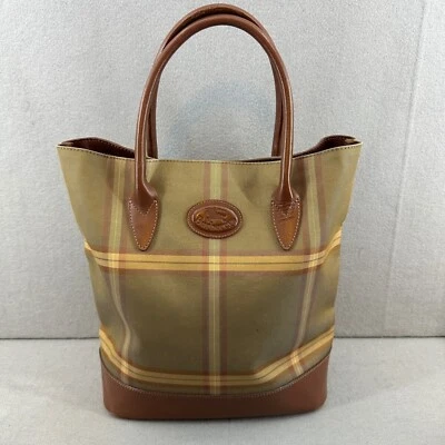 Vintage Burberry Plaid Tote Bag Leather Trim - Image 1 of 4
