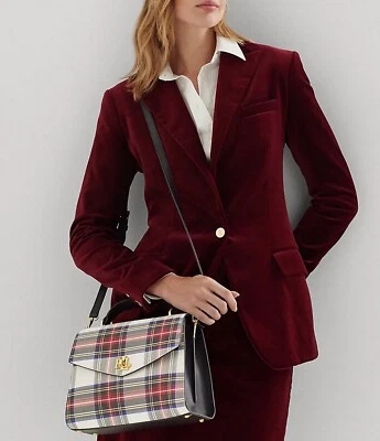 Ralph Lauren Medium Farrah Plaid Leather Lodge Tartan Satchel/Crossbody Bag $475 - Image 1 of 4