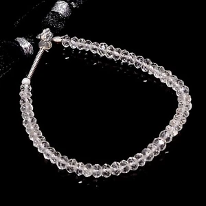 Natural White Topaz Gemstone Rondelle Shape Faceted Beads 3X3mm Strand 4" E-2536 - Picture 1 of 1