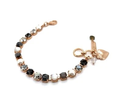 Pulsera Por Mariana Mujer Perla Preciosa y Obsidiana Mineral Cristales Swarovski Foto 1 de 4