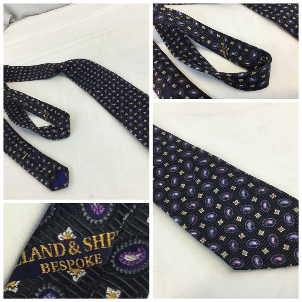 Галстук Holland & Sherry синий пейсли шелк США ношение один раз 3,5 дюйма YGI G9-557 - Изображение 1 из 4