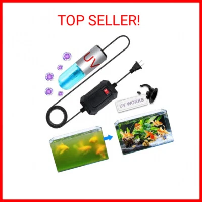 JAHEA Aquarium Clean Light，3 W Mini UV Sanitizer Submersible Light with U-V