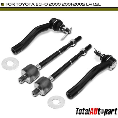 Extremo de varilla de amarre 4 piezas para Toyota Echo 2000 2001 2002 2003-2005 L4 1,5 L exterior e interior Foto 1 de 4