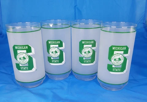 Set 4 Michigan State University Spartans Mobil Tumbler Drinking Frosted Glasses Cover