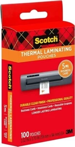 Scotch Visitenkarten Größe Thermo Laminier Beutel 5 Mil 3 3/4 x 2 3/8 Versiegelt - Bild 1 von 6
