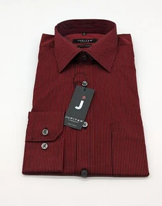 Camisa Jupiter manga larga talla S 38 cuello Kent rayas rojo vino ajuste regular - Imagen 1 de 5