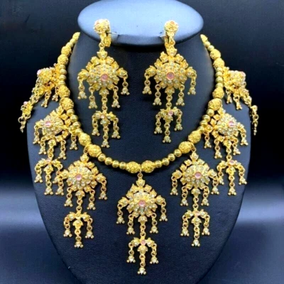 1 Elegante Joyería Tailandesa Disfraz de Baile Boda Tradicional Rosa Estrás Bridmaid Foto 1 de 4