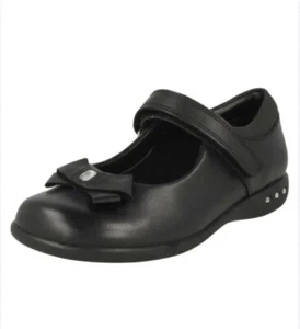 Girls Clarks Riptape School Shoes Prime Skip Black Leather 7 G BNIB RRP £38 - Picture 1 of 2