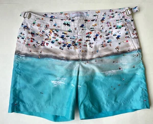 ORLEBAR BROWN Alex Maclean Beach View Bulldog Blue Swim Shorts $360 Sz 32 - Picture 1 of 6