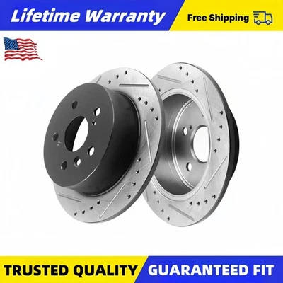 Rear Drilled Slotted Brake Rotors for Acura MDX 2003-2008 Honda Pilot 3.5L - Изображение 1 из 4