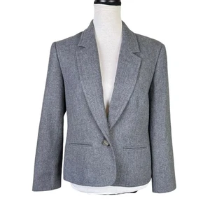 Pendleton Vintage 8 Gray 100% Virgin Wool Single Button Career Blazer Jacket - Picture 1 of 14