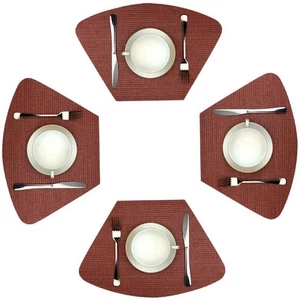 Wedge Placemats for Round Table Set of 4 Woven Vinyl Washable Placemat for Di... - Picture 1 of 9