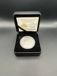 Canada 2024 $20 Ultra-High Relief Fine Silver Mint Coin Great Hunters: Cougar - Picture 1 of 4