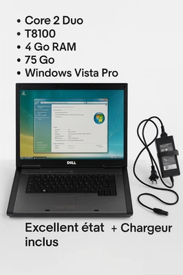 Dell Precision M6300 –Core 2 Duo T8100 –4 Go RAM –HDD 75 Go –Windows Vista - Image 1 of 4