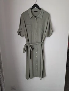 Women's size 18 green buttoned belted midi shirt BNWT dress - Picture 1 of 10