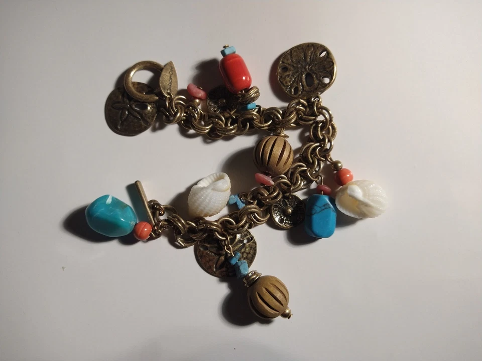 Pulsera Coldwater Creek Metales Mezclados Playa Tema Cuelga Dijes Palanca Foto 1 de 2