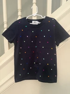 Lola + The Boys Rhinestone-Studded Navy Cotton Tee, Girls Size 10 - Picture 1 of 5