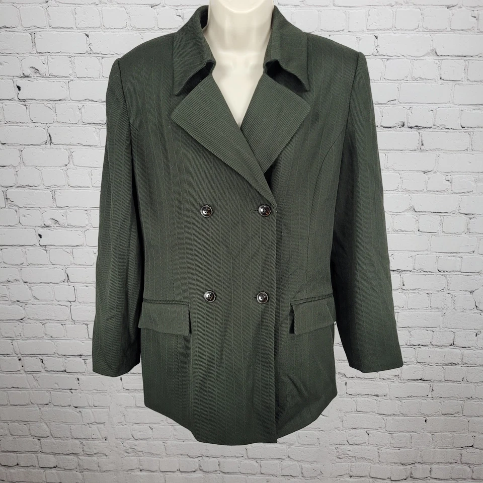 Blazer Traje Chaqueta Larry Levine Trajes Verde Doble Pecho Abotonado Talla 12 Foto 1 de 4