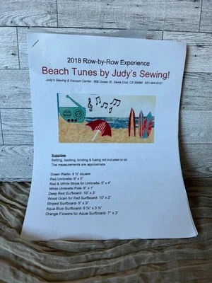 Row by Row Quilt Kit "2018 BEACH TUNES By Judy's Sewing Center" NEW With Fabric - Image 1 of 3