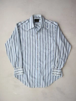 Vintage 70s Sears Perma-Prest Button Up Shirt Blue Striped Size L - Image 1 of 4