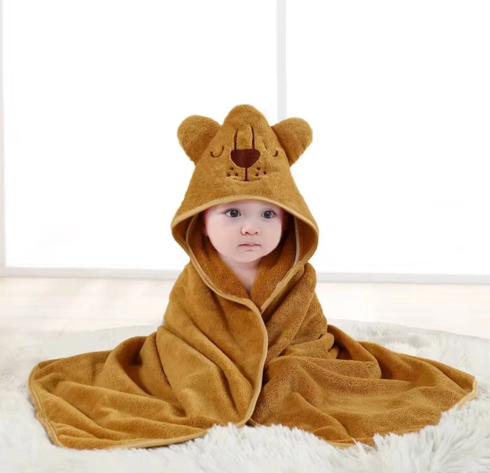 Brown Bear Baby Hooded  Cotton Towel Newborn To 12months. Brand New In Wrapping - image 1 of 1