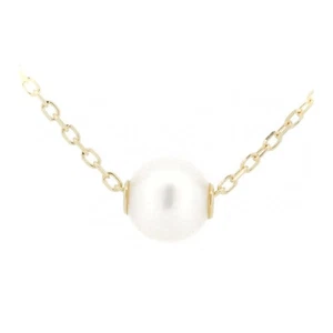 MIKIMOTO Necklace: Pearl 7.1mm Single K18 Yellow Gold 18K L39-42cm w/Box - Picture 1 of 6