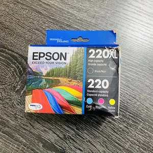 Original Epson 220XL Schwarz 220 Cyan Magenta Gelb Tintenpatronen Ablaufdatum 5/2023 - Bild 1 von 10
