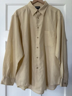 Claiborne 100% Linen Yellow Long Sleeve XL Mens Shirt Classic Coastal Vacation - Image 1 of 4