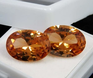 Zertifizierter 12,70 ct natürlicher kambodschanischer brauner Zirkon Ovalschliff Paar lose Edelsteine - Bild 1 von 6