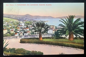 Italy "SAN REMO ~ PANORAMIC VIEWS REGINA ELENA GARDEN" Post Card to Finland 1921 - Picture 1 of 3