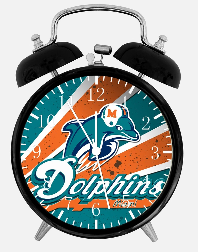 DEKAD Miami Dolphins Alarm Desk Clock 3.75" Home or Office Decor E439 Nice Gift