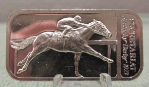 Barra de plata Secretariat 1973 de colección 1 Troy OZ .999 Silver Creations Kentucky Derby - Imagen 1 de 2