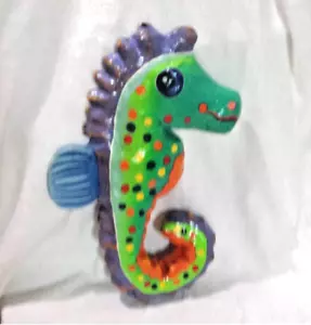 Painted 15" 3D Cartoon Fish Seahorse Kid Room Wall Mount Decor Sculpture Whimsy - Picture 1 of 12
