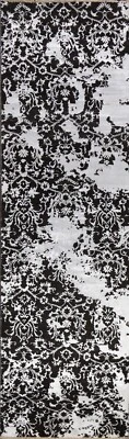 Versace Design BLACK/ SILVER Runner Rug Hand-knotted Wool/ Silk 10' 6'' X 2' 8'' - Image 1 of 4