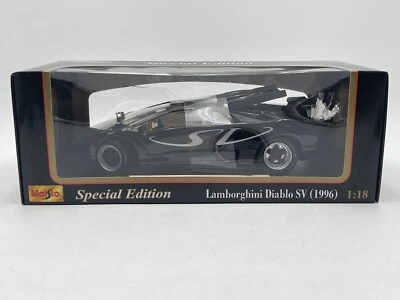 Maisto 1996 SE Lamborghini Diablo SV carro preto #31844 escala 1/18 fundido novo na caixa - Imagem 1 de 4