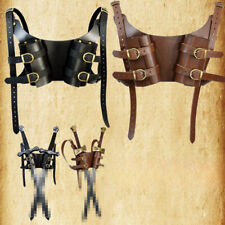 Medieval Knight Sling Dual Sword Holder Leather Shoulder Strap Sheath Scabbard.
