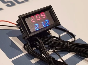 LED Dual temperature Gauge, Digital LED Thermometer x 2 Temperature Sensors. - Picture 1 of 5