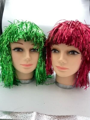 Wigs Mylar tinsel wigs Green, Red, Silver, Gold,Metallic economy wigs - Image 1 of 4
