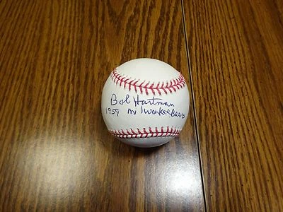 Bob Hartman 1959 Milwaukee Braves Signed Auto OML Baseball PSA/DNA Certified - Image 1 of 3