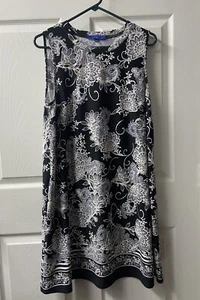 Apt 9 Sheath Dress Womens Large Black White Textured Floral Sleeveless Career - Picture 1 of 7